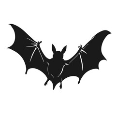Clean black and white vector silhouette of a Bat isolated on white background