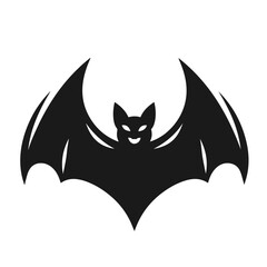 Clean black and white vector silhouette of a Bat isolated on white background