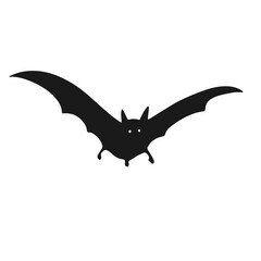 Clean black and white vector silhouette of a Bat isolated on white background
