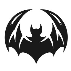 Clean black and white vector silhouette of a Bat isolated on white background