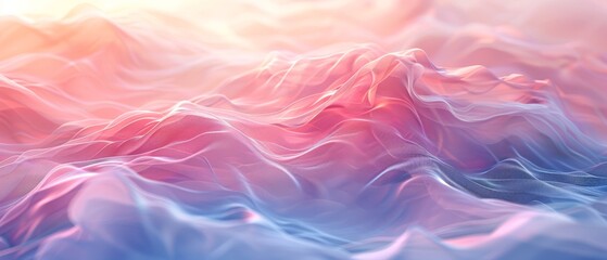 Obraz premium A blurred image of a pink and blue wave featuring a yellow light within