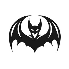 Clean black and white vector silhouette of a Bat isolated on white background