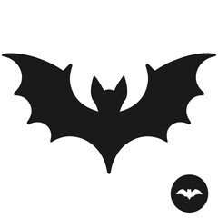 Clean black and white vector silhouette of a Bat isolated on white background