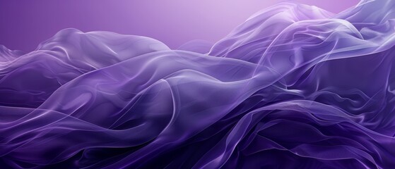 Fototapeta premium A purple background hosts a ripple of overlapping white and purple fabric waves, with a central white light beaming in the image