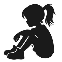 Clean black and white vector silhouette of a Kid isolated on white background