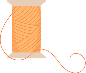 Thread spool logo, vector sewing craft accessories illustration, cartoon embroidery supplies object, hand drawn fashion tool element, flat tailor decoration design,