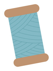 Thread spool sticker, vector sewing craft supplies object, flat fashion tool element, cartoon dressmaking decoration illustration, hand drawn tailor accessories design,