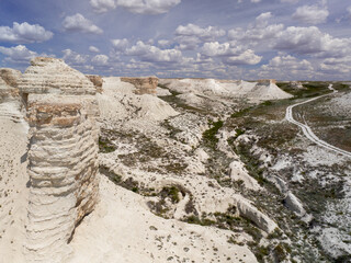 Chalk plateau Akkergehsen is 11 kilometers long, 8 kilometers wide. Kazakhstan.