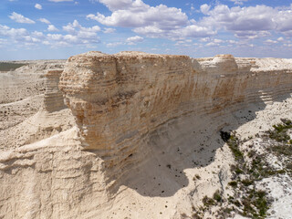 Limestone walls of Akkergehsen plateau. Kazakhstan.