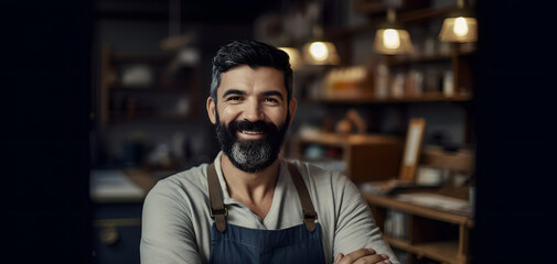 Obraz premium Proud Small Business Owner in Workshop
