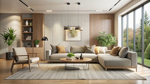 Modern living room with minimalist design and neutral color palette, modern, living room, modern living, minimalist