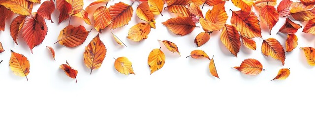  Group of orange and yellow leaves against white backdrop Text space on the left ..Or, if you prefer a more descriptive version:..