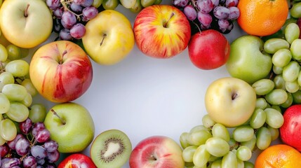 Fresh Assortment Of Colorful Fruits Arranged In Circular Pattern