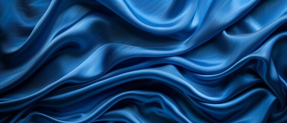 Fototapeta premium A tight shot of blue fabric displaying a wavy pattern at its bottom edge
