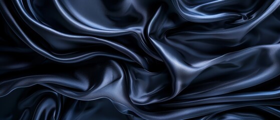 Obraz premium A detailed view of black fabric displaying a wavy pattern at its upper and lower edges