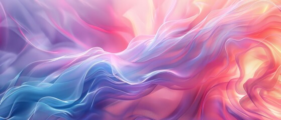 Fototapeta premium blue, pink, orange, and yellow..Or:..A computer-generated image depicts a wave of multihued liquid; composed