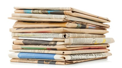 Stack of Old Newspapers Highlighting Recent Local Events and Stories