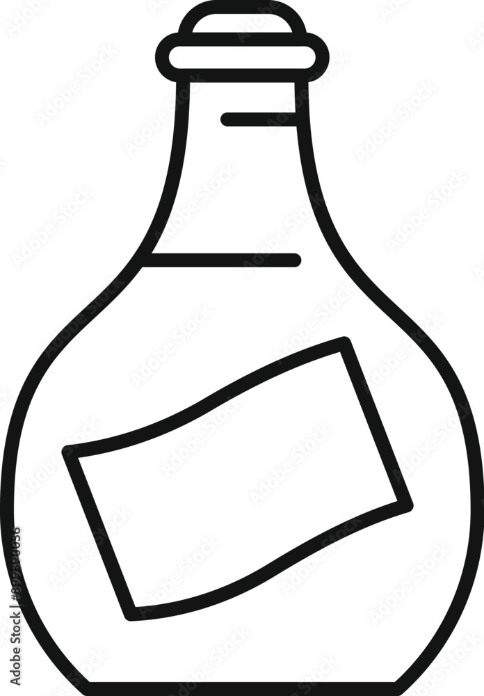 Poster Line drawing of a bottle with a blank label, suggesting homemade alcohol or a rare vintage