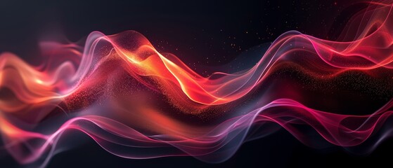 Fototapeta premium a wave of red and pink smoke against a black backdrop, featuring a central star