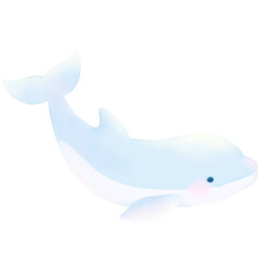 Dolphine cartoon pastel style illustration Cute ocean whale fish Hand drawn