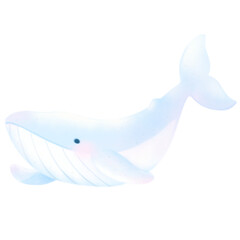Blue Whale cartoon pastel style illustration Cute ocean whale fish Hand drawn © Tubuns