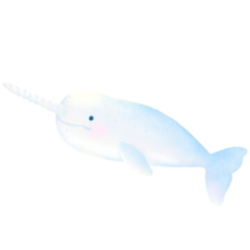 recommend clip art: Narwhal cartoon pastel style illustration Cute ocean whale fish Hand drawn