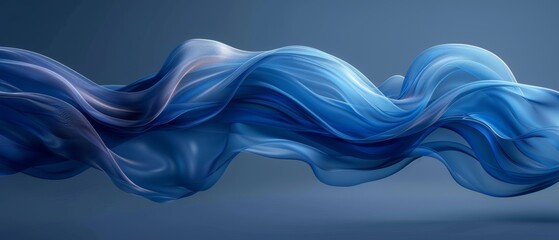 Fototapeta premium A blue-and-white wave, tinted with wind, unfurls against a dark blue backdrop, its left edge mirrored by a gentle light reflection