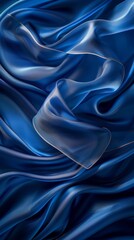 Obraz premium A detailed view of a blue fabric exhibits a distinct golden line running through its center The texture appears remarkably even and softly blurred