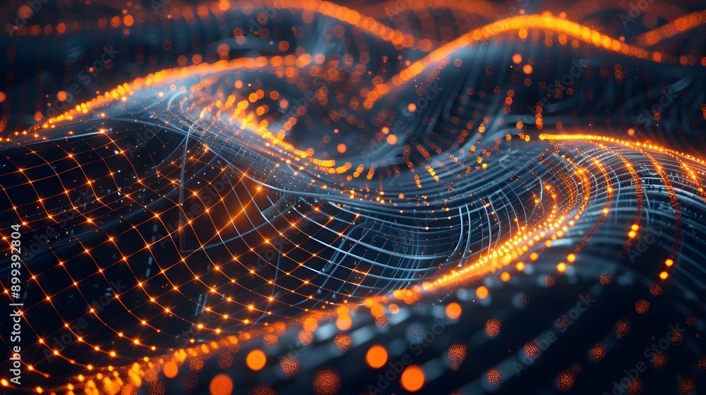 Aufkleber glowing digital cables forming intricate interconnected network pattern