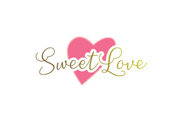 Sweet love heart pink logo design royalty free image vector business template 