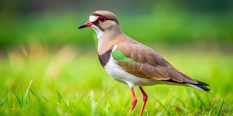 Vanellus chilensis Tero bird on the grass Generative AI