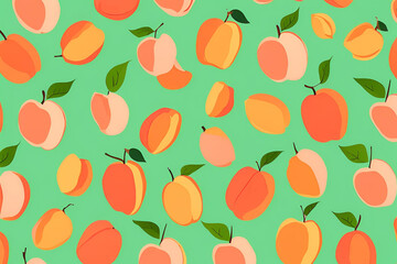 Colorful fruit pattern of fresh apples on green pastel background
