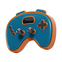 Premium orange and blue game console icon 3d rendering on isolated background