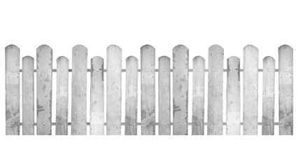 Grey old wooden fence isolated on transparent background