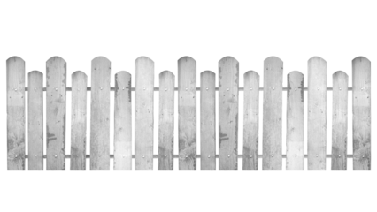 Grey old wooden fence isolated on transparent background