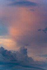 Beautiful bright colorful sunset in the sky - clouds in the purple blue sky