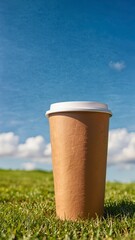 Naklejka premium cup of coffee with blue sky