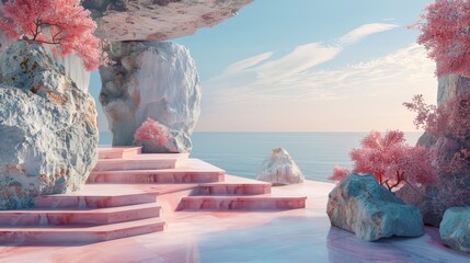 Perfectly smooth 3D land with soft, pastel hues and a pure, serene ambiance, ideal for a peaceful setting