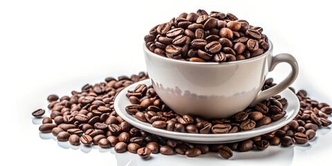 Fototapeta premium Cup of coffee beans on white background Generative By AI