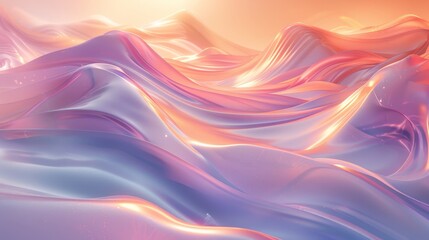Obraz premium Artistic 3D scene with smooth, flowing textures and pastel hues, exuding a pure and peaceful vibe