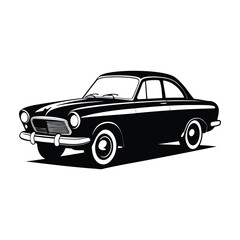 Obraz premium retro vintage car vector silhouette, background white