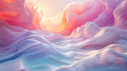 Obraz premium Artistic 3D scene with smooth, flowing textures and pastel hues, exuding a pure and peaceful vibe