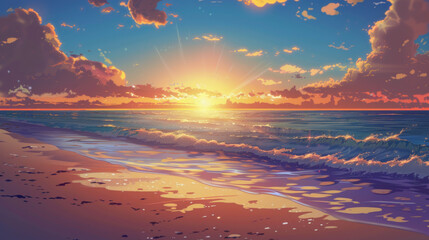 A shot of the sunset over the sea wallpaper