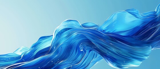 Obraz premium A close-up of a blue wave against a blue backdrop, featuring a deep blue sky and a lighter blue sky in the distance