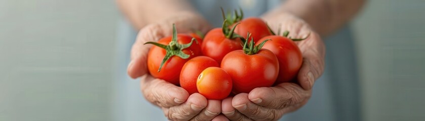Hands Holding Ripe Tomatoes.