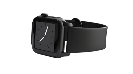 wrist smart watch mockup with black strap isolated on transparent background 