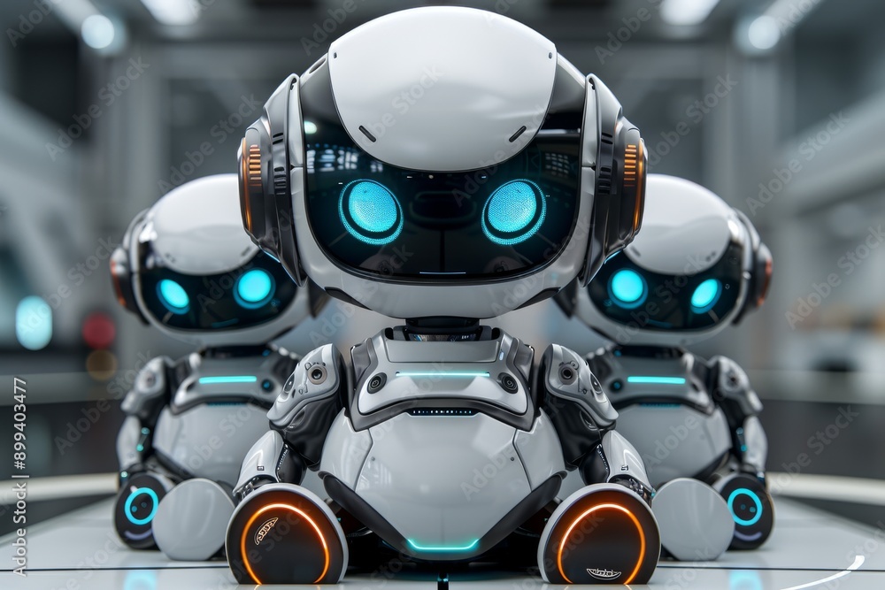 Aufkleber robotic figure in a high tech futuristic environment symbolizing technology innovation and modern de