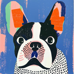 Simple illustration of a French bulldog isolated on white