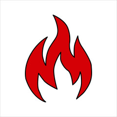Red flame, fire icon, fire, campfire, fire logo design vector illustration
