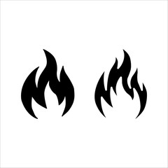 Vector Fire Isolated Icon Set. Bonfire, Bonfire, Fire Sign, Front View. Vector Illustration.